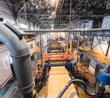 Top view modern operational plant producing fiberglass heavy industry machinery metalworking workshop concept 360x320